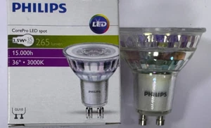 2x 3.5W (=35W) Philips LED GU10 Par16 CorePro Reflector Spot Light Bulbs 3000K - Picture 1 of 2