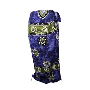 Sarong lungo tribale blu navy vintage IK collezionis multiusura Thailandia - Foto 1 di 7