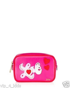 JUICY COUTURE JUICY HEART LEATHER COSMETIC BAG NEW - Picture 1 of 5