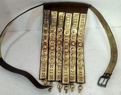 Cinturón Delantal de Cuero Romano Latón Accesorios Usables Disfraz Armadura Cinturón para Regalo Foto 1 de 4