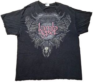 Camicia Lamb Of God Band Y2K Vine Skull anni 2000 Thrashed Distressed Metal nera XL - Foto 1 di 12