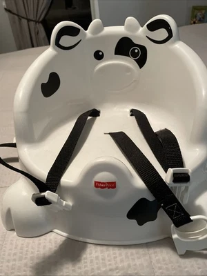 Fisher Price Cow ~ Asiento de silla elevadora con correa para niños pequeños blanco y negro Foto 1 de 4