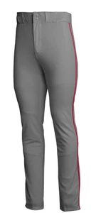 Adidas Icon Pro, grau-rote Paspelierung offener Saum Baseballhose. Größe: Jugend XL - Bild 1 von 2