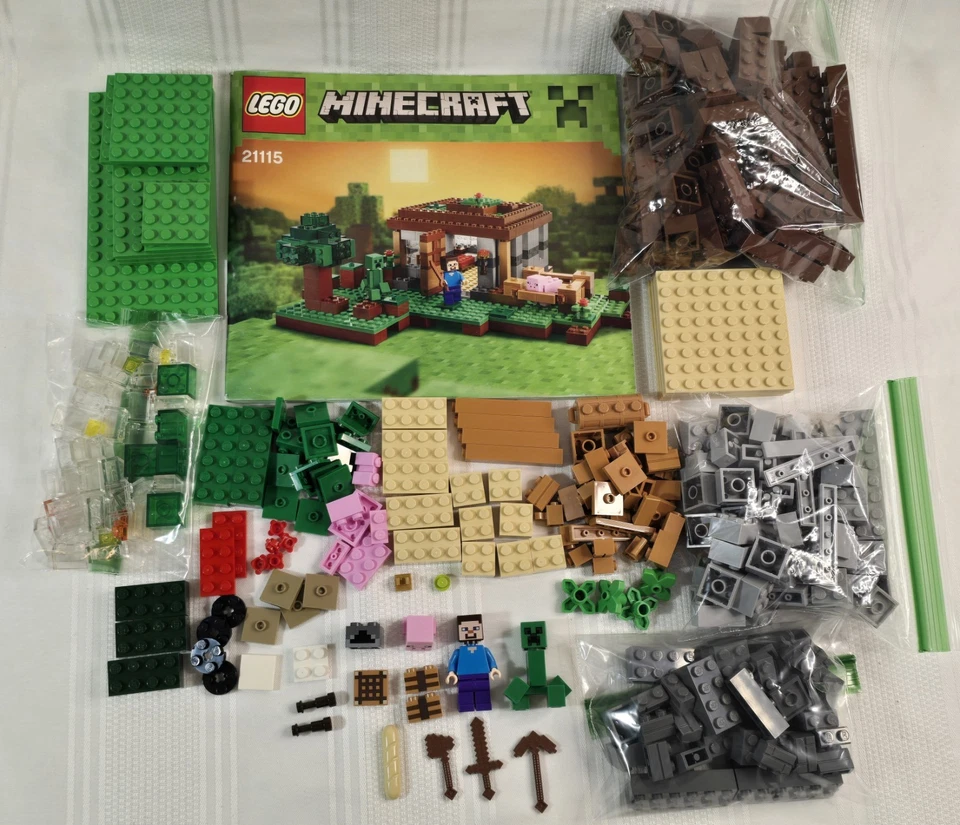 LEGO 21115 Minecraft: La Primera Noche Manual Completo Minifiguras Steve Creeper Pig Foto 1 de 4