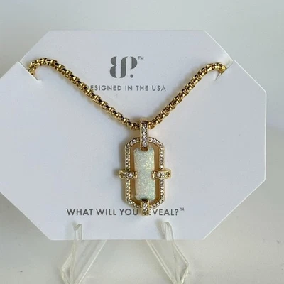 Bomb Party October Necklace "Moonlit Opal" Milky White Opal on Gold - Image 1 of 2