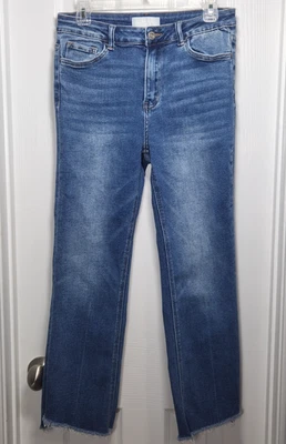 Vervet Blue Womens 29 Jeans High Rise Raw Step Hem Crop Kick Flare Medium Wash - Image 1 of 4