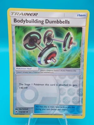 Bodybuilding Dumbbells 113/147 Sm-Burning Shadows Pokémon TCG Reverse Holo NM/M - Image 1 of 2