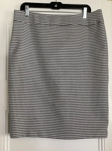 Falda lápiz recta/ligera pata de gallo negra/blanca KASPER para mujer talla 12 - Imagen 1 de 11