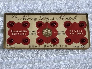 Newey Dress Match Snap Fastener Rustless Red Size 00 - 1 Cards, 12 Fasteners - Picture 1 of 5