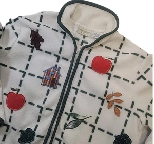 Vtg Classic Elements Fall Zip Cardigan Embroidered Granny Teacher XL Petite - Picture 1 of 13
