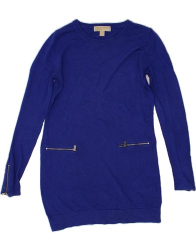 Abito maglione donna manica lunga MICHAEL KORS UK 10 piccolo blu cotone CF15