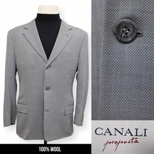 CANALI PROPOSTA Hombre Gris Sólido 100% LANA Abrigo Deportivo Traje Chaqueta Blazer 38 R - Imagen 1 de 17