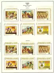 GUINEA 1968 BOY SCOUTS EN SELLOS SCOTT 535-540 CON MINI HOJAS PERF & IMPERF - Imagen 1 de 3