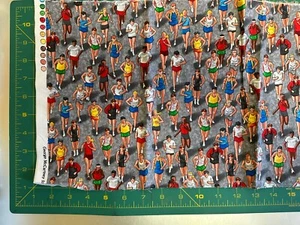 Marathon Fabric Joggers Running Sports George McCartney Cotton ~ 1/2 Yard ~ NEW - Picture 1 of 6