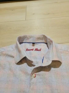 Chemise robe homme à manches longues noire à boutons bleu rouge MOYEN - Photo 1/10