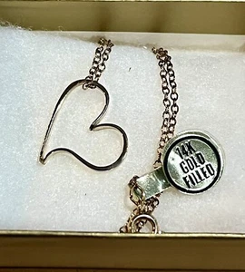 NOS VINTAGE 70's Avon CAREFREE HEART 14K Gold Filled Pendant 16” Necklace 1978❤️ - Picture 1 of 3