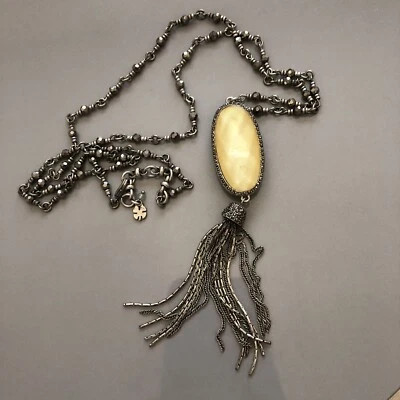 Lucky Brand Necklace Tassel Rhinestone Silver Tone - Image 1 of 4