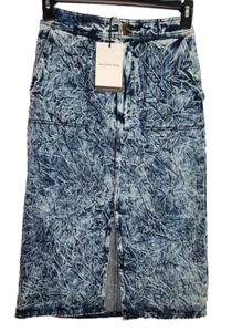 Who What Wear Damen Midi Jeansrock Blau Acid Wash Größe 2 - Bild 1 von 8