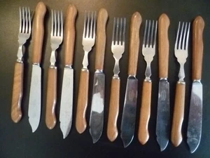 Vintage 12-teiliges Fischbesteck "Sanewood" Teakgriff Edelstahl - Bild 1 von 9