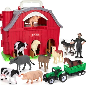 Farm Animals Toys for 1 2 3 4 5 Year Old Toddlers Girls Boys, Big Red Barn Farm - Picture 1 of 12