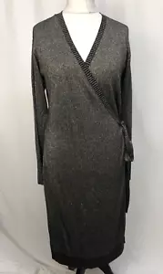 Damsel In a Dress Neroli Wrap Dress Black & Gold Long Sleeve UK16 NWT C3625 - Picture 1 of 10