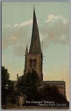 The Crooked Steeple Chesterfield Church Derbyshire England Vintage Postcard