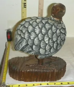 Estatuilla De Colección Hecha a Mano Madera BIRD CODORNIZ/KOOM - Tailandia ~11"H x 9"W - Imagen 1 de 12