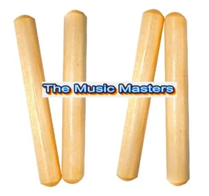 TWO Pair 10 inch Wood Claves Percussion Instrument Latin Folk Hand Clave Sticks - Picture 1 of 7
