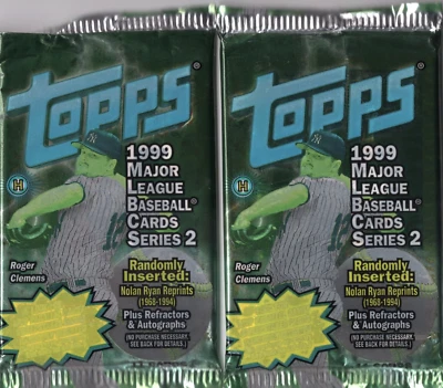 2 Paquetes 1999 Topps Serie de Béisbol 2 Sosa Home Run Tarjetas Ryan Autos BONITOS PAQUETES Foto 1 de 2