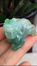Top natural jadeite jade auspicious beast dragon kylin PIXIU pendant 30x33x26mm