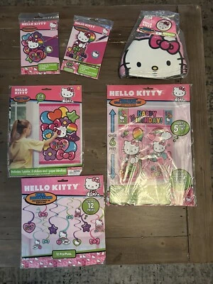 Suministros de fiesta de cumpleaños Hello Kitty Y2K decoraciones juegos sombreros invitaciones Foto 1 de 4