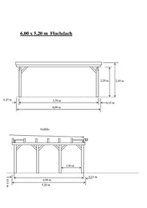 Carport 6,00 x 5,20 m Flachdach Fichte KVH Doppelcarport Garage Einzelcarport !! - Bild 1 von 12