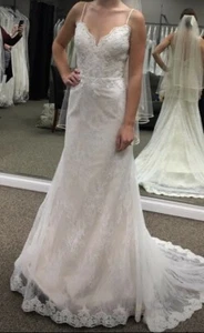 Lace Wedding Dress - Ivory, Exquisitely Detailed, Button Backside - Picture 1 of 7