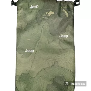 Jeep kleiner Kordelzug Nylon Beutel Allzwecktasche grün topografische Karte Elch See - Bild 1 von 6