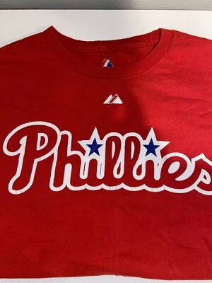 Philadelphia Phillies Official Majestic Cliff Lee #34 Red T-shirt size Medium - Image 1 of 4
