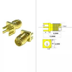10X RP SMA female jack RF connector end launch PCB mount straight goldplated NEW - Picture 1 of 6