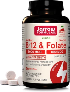 Ultra Strength Methyl B-12 5000 Mcg & Methyl Folate 800 Mcg + P-5-P, Dietary Sup - Picture 1 of 12
