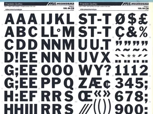 MECANORMA DRY Transfer Lettering 100.84 CN #280 FRANKLIN GOTHIC 27.2mm - Picture 1 of 2