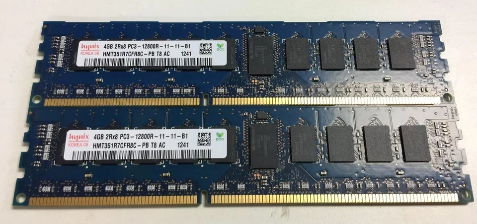 HYNIX PC3-12800R 2R*8 (DDR3-1600 ECC REG Memory 8GB Kit (2*4GB) - Image 1 of 1