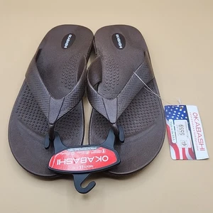 New Okabashi Surf Mens LL (9-10) Brown Supportive Flip Flop Sandals USA - Picture 1 of 8