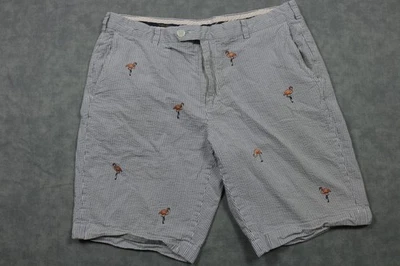 Brooks Brothers Shorts Mens 38 Blue Seersucker Flamingo Embroidered Bermuda - Image 1 of 4