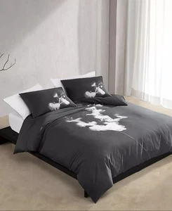 Calvin Klein "Orchidee" 3-teiliges QUEEN Bettwäscheset & Kissenbezüge, schwarz & weiß, neu mit Etikett - Bild 1 von 8