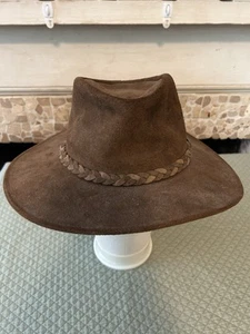 Henschel Leather Hat Western Outback Safari Braided Band Accent Sz Large USA - Picture 1 of 11