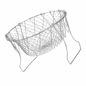 Stainless Steel Frying Basket Foldable Moderate Mesh Density Versatile Cookin GH - Picture 1 of 12