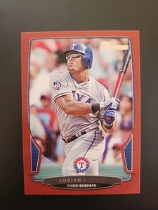 Bowman #132 2013 rojo paralelo Adrian Beltré Texas Rangers #D verdadero 1/1 patio raro - Imagen 1 de 7