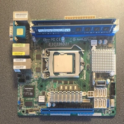 ASRock Rack E3C226D2I Mini-ITX Server Motherboard LGA1150 DDR3 w/ i5-4570TE RAM - Image 1 of 3