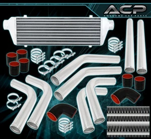 27.5"X2.7"X7" Jdm Aluminum Sport Intercooler + 64MM Piping Kit Upgrade +Coupler - Picture 1 of 3