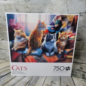 Katzen und Quilts Büffelspiele 750-teiliges Puzzle KOMPLETT NEU 24 x 18 Zoll - Bild 1 von 2
