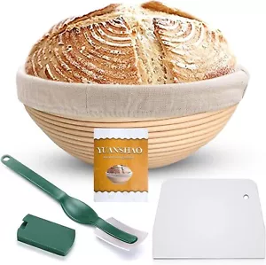 Bread Proofing Banneton Set - 9 Inch Round Natural Rattan Basket With Linen L... - Picture 1 of 7