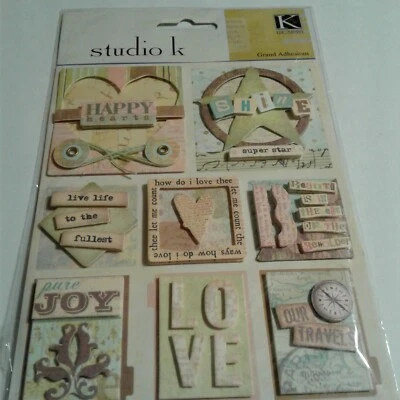 Studio k K &Company Grand Adhesions Happy Hearts scrapbook & card stickers - Image 1 of 4